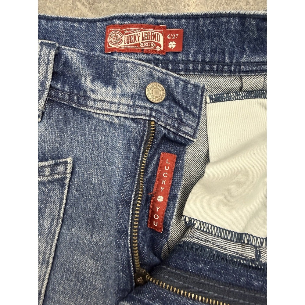 Lucky Brand Lucky Legend High Rise Wide Leg Raw Hem Jeans Womens 4/27 Blue Denim - Picture 3 of 8